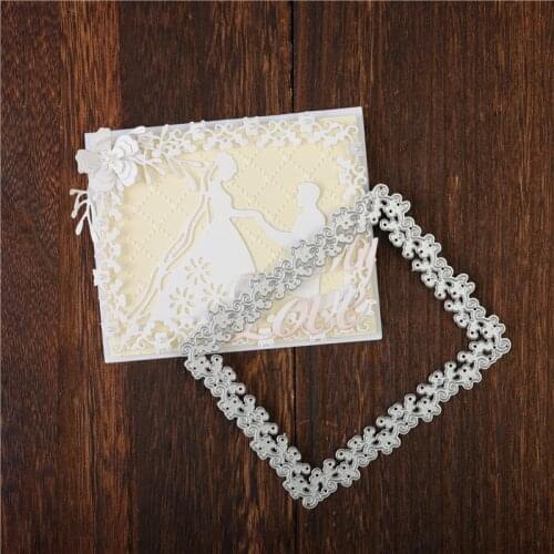 YaMinSanNiO Lace Frame Rectangle Metal Cutting Dies for Card Making Scrapbooking Embossing Album Stencil Craft Dies Cut Template