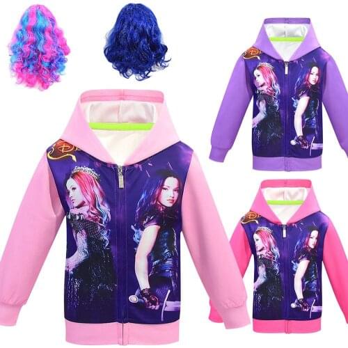 Kids Descendants 3 Clothes Autumn Winter Girls Evie Mal Jackets Children Hooded Zipper Top Hoodies Toddler Long Sleeve Coat Girl