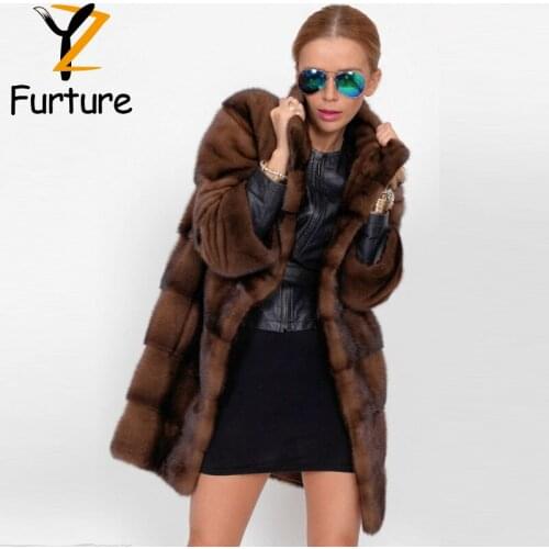 Wholesale Promotion Mink Fur Coats For Women Imported Dark Coffee Color Real Fur Jacket Worm Winter Mink Coat Outerwear Tops