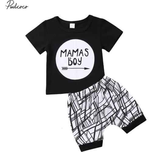 Summer Newborn Baby Boy Outfits Letters Short Sleeve Tee T-shirt Tops+short Pants Kids Clothes Set Tracksuit 0-24 Months