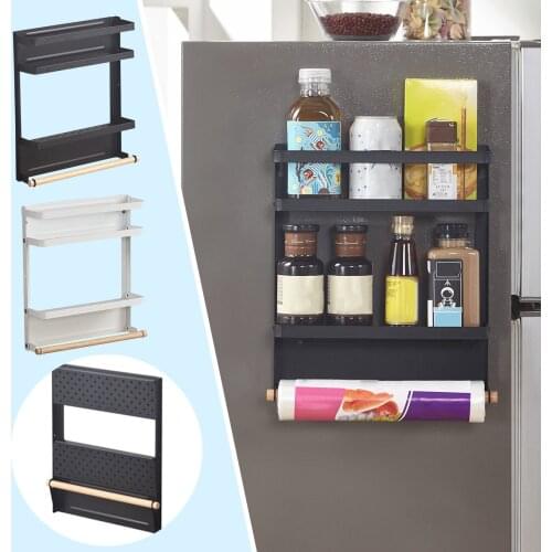 Magnetic Spice Rack Shelf For Refrigerator Single Tier Fridge Storage Shelf Space Saver Kitchen Metal Cabinet For Holding Spices