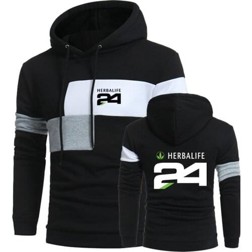 Herbalife 24 Logo 2021 3 Color Splice Hoodies Print Customize Harajuku Sweatshirts Mans Cotton High Street Fashion Coat Tops