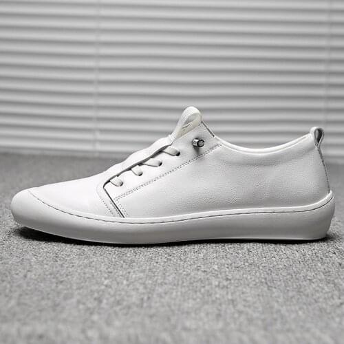 Mens shoes fall new low white shoes leather breathable Joker casual pedal shoes mens trend Breathable durable