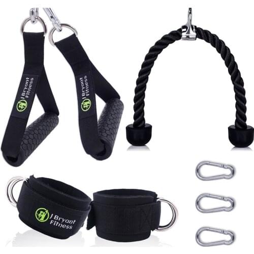 Cable Machine Attachment Set Tricep Rope TPE Handles Ankle Straps for Home Gym Strength Exercise Fitness Workout Accessories