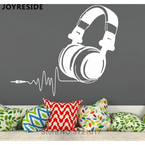 Headphone Music Style Wall Decals Earphone Patterns Vinyl Design Wall Sticker Home Bedroom Decoration Musical Deisgns Decal M274