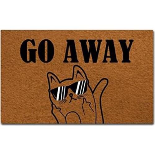 Go Away Cat Doormat Non-Slip Machine Washable Outdoor Indoor Entrance Doormat Bathroom Kitchen Decor Rug Mat