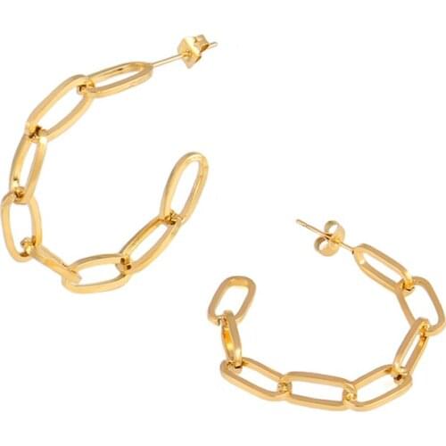 Punk Big Hoop Earrings Stainless Steel Earrings For Women Steel Earrings Bead Chain Hoop Earrings Charm Earrings Jewelry Gifts