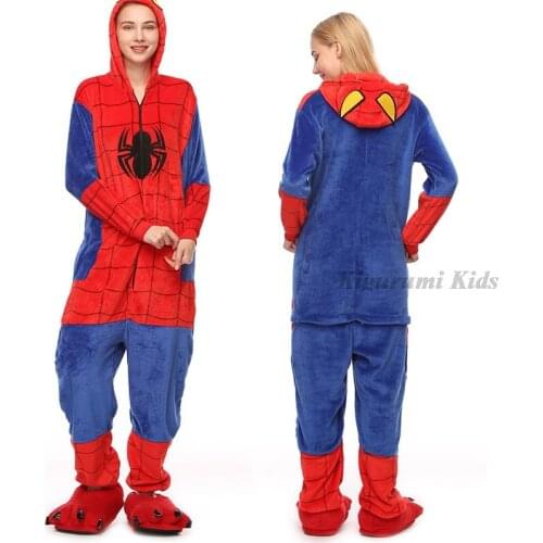 Kigurumi Spider Anime Unicorn Pajamas One Piece Hooded Kids Pijama Baby Boy Girl Pyjama Winter Children Jumpsuit Adult Sleepwear