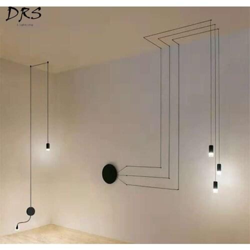 Nordic Modern Simple Living Room Line Pendant Lights Black Bedroom Restaurant Lamp Cafe Bar Hanging Deco String Lamp Luminaire