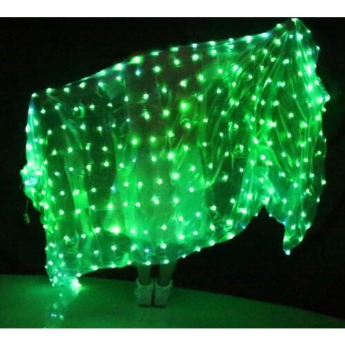 Belly Dance LED Veil 100% Silk Belly Dancing Stage Performance Props 8 Colors Belly Dance Accessories LED Silk Veils 1pcs