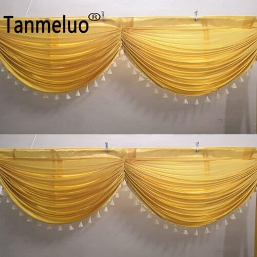 Tanmeluo Tassel Ice Silk Swag Drape Valance For Backdrop Curtain Wedding Stage Background Event Party Decoration 3m 6m Long