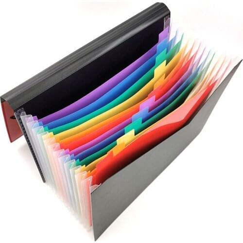Three Side Sealed Rainbow Folder 13 Lattice Cordon Organ Bag Multi-layer A4 Folder Student Plastic Test Paper Classification