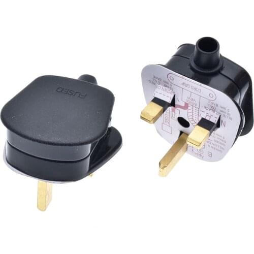 UK 3 Pins AC Electrical Power Rewireable Plug Male W/ Wire Fused Socket Outlet Adaptor Adapter Extension Cord Cable Connector