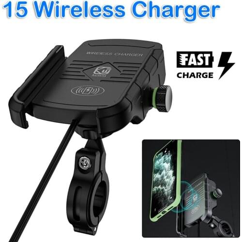 High Quality Mobile Phone Stand Charger 15W Motorcycle Universal Qi Wireless Charger Motorbike Phone Charge Holder Mount