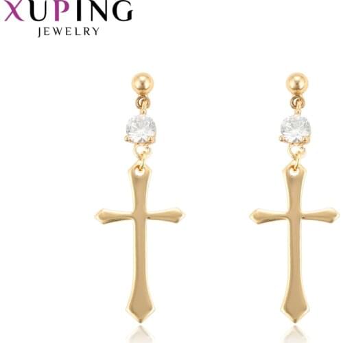 Xuping Exquisite Religion Seris Cross Fashion Long Earrings Jewelry for Women New Simple 96936