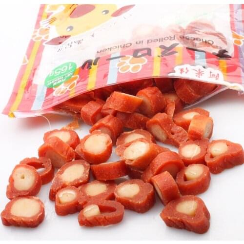 Dog Snacks Dog food Fresh Cheese Rolled in Chicken pet Food Puppy Chew Clean Teeth Training reward Keep Healthy food feeder