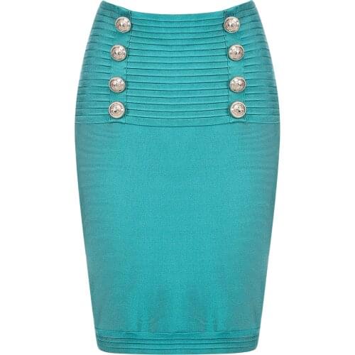 2021 Summer Womens Bodycon Bandage Skirt Sexy Buttons Club Fashion Elegant Celebrity Party Casual Lady Skirts