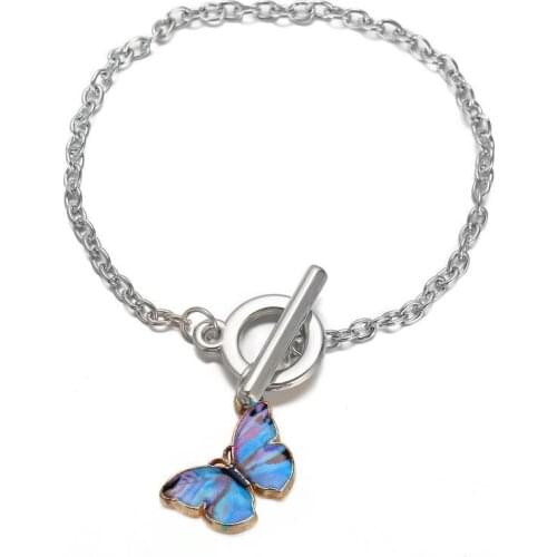 2020 Butterfly Geometric Bracelets Bangle Pendant Chain Bracelet for Women Punk Street Link Chain Girl Party Jewelry