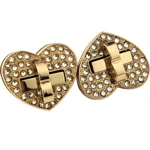 1pcs Heart Shape Rhinestone Turn Lock Metal Twist Lock Clasp for Bag Handbag Luggage Hardware DIY Leather Craft Accessories