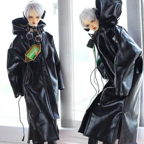 1pcs New BJD Doll Clothes for 1/3 1/4 uncle SD Black long leather coat loose comfortable overcoat Jacket fashion accessories