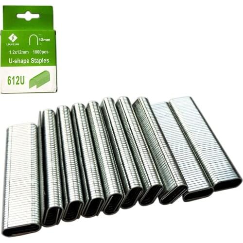 1000pc/pack Round Crown Staples 12/25inch/12mm leg long