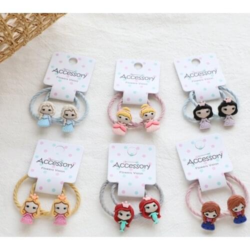 2PCS European American Princesses BB Hairpins Kids Elastic Hair Bands Baby Headdress Children Hair Ropes Girls Hair Accessories