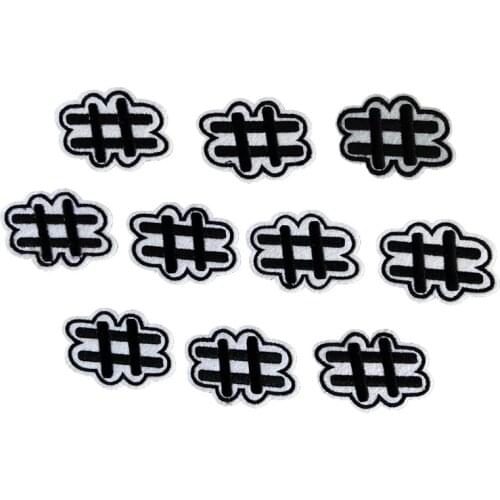 2020 New Arrival 3D Black # Sign Embroidered Patches Sew on Iron on Pound Sign Embroidery Appliques 10pcs/lot