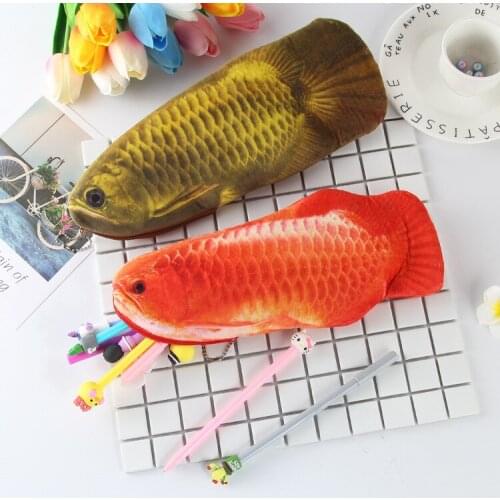 3D simulation of Jinlongyu plush pen bag large capacity zipper stationery bag creative student stationery wholesale