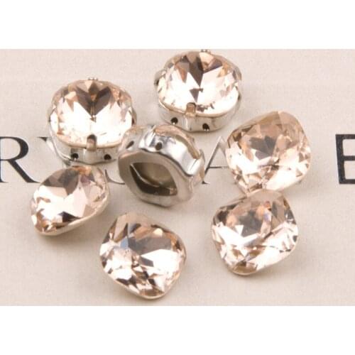 Cushion Cut 4470 Fancy Rhinestones Light Peach Pointback All Sizes Sew On Crystal Dress AAAAA Crystal For Wedding Dresses