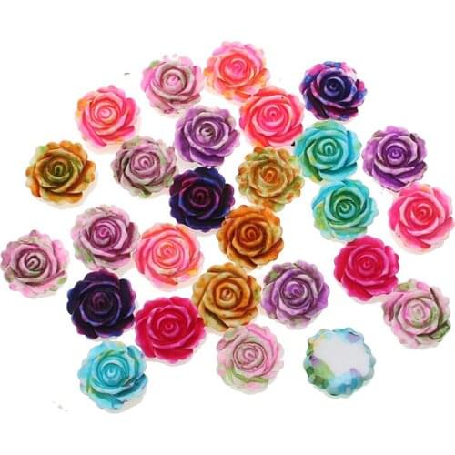 50Pcs 12x11mm Rose Flowers Resin Flowers Decorations Crafts Flatback Cabochon Embellishments For Scrapbooking Diy Accessories