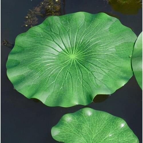 60 CM Artificial Flower Simulation Green Lotus Leaf Water Decorative Aquarium Pond Scenery Floating Pool Decoration 10 Pcs