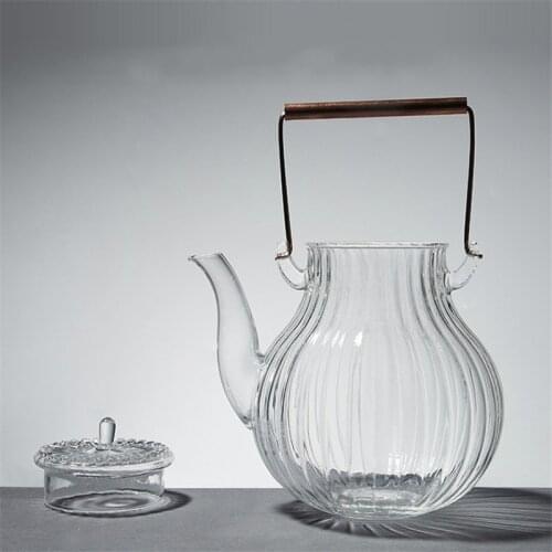 890ML Creative Glass Teapot Tiliang Pot Chrysanthemum Petals Copper Handle Heat-resistant Glass Tea Set Glass Pot Flower TeaCup