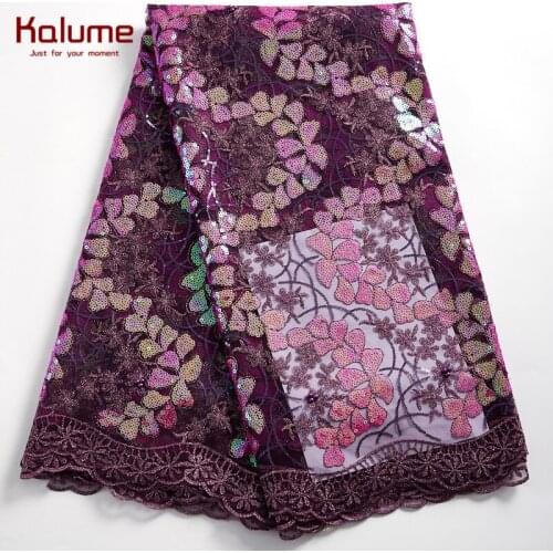 Kalume African Lace Fabric Diy Dress French Mesh Lace Fabric Sequins Nigerian Lace Fabric For Wedding Party Dresses Lace F2353