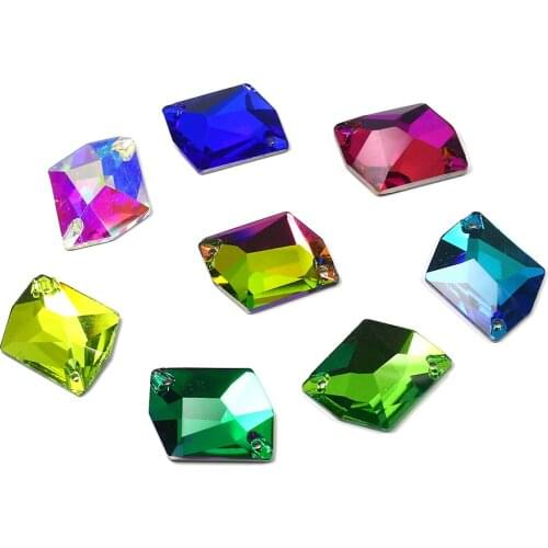 17*13mm X shape Sew On Rhinestones Flatback Sewing Rhinestone Glitter crystal stones For needlework Clothes shoes bags dress