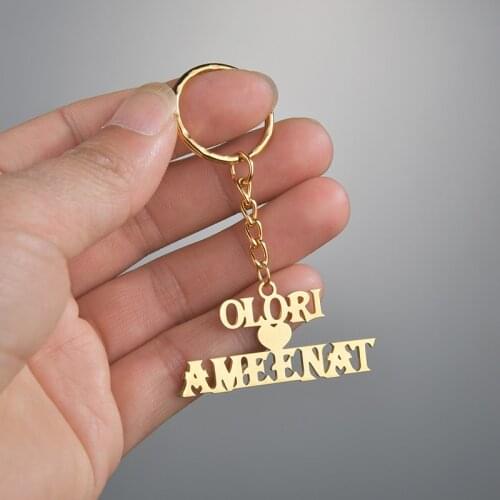 Custom Double Names Keychain Personalized Letters Numbers Stainless Steel Key Ring For Women Men Jewelry Trendy Festival Gifts