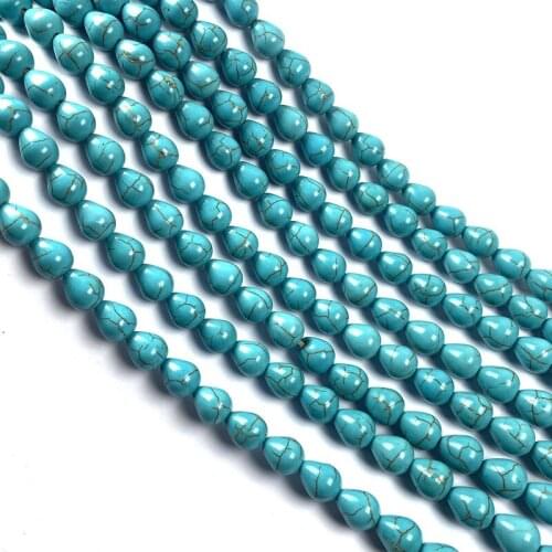 Water Drop-shaped Natural Stone Beads Blue Turquoises Bracelet Necklace Jewelry For DIY Jewelry Birthday Gifts Size 8x10/7x13mm