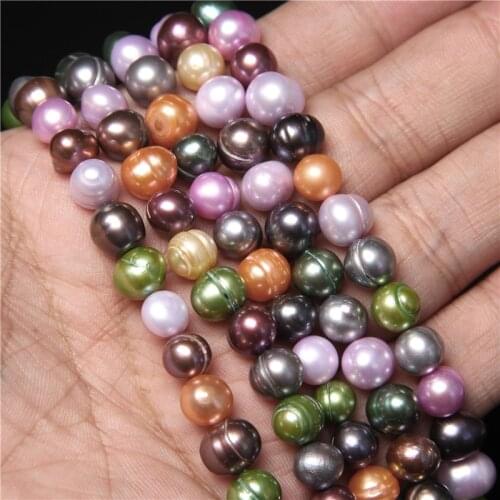 8-9mm Rainbow Natural Mixed Pearl Beads Colorful Potato Freshwater Pearls Punch Loose Beads For DIY Necklace Jewelry Making 14"