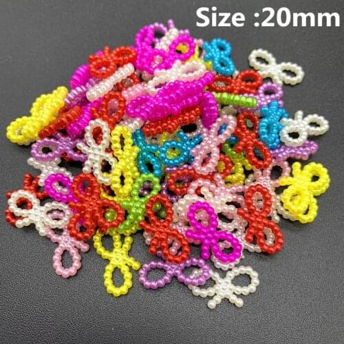100pcs/lot 20mm Bow Imitation Pearls Flatback For Art Scrapbooking Wedding Decoration Beads For Jewelry Making