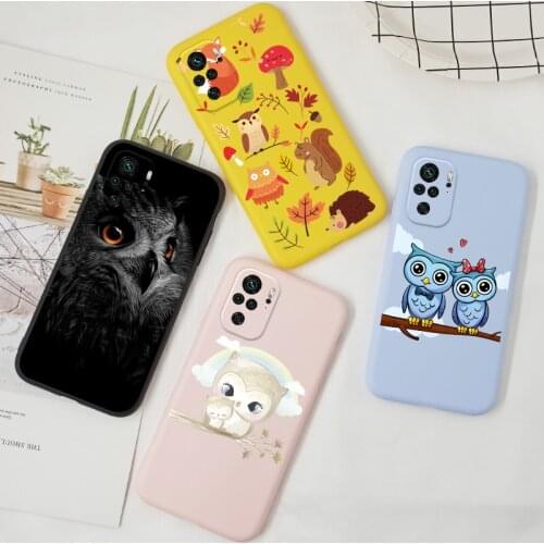 Owl Cover For Xiaomi Redmi Note 10S 10 9 8 7 Pro S 9T 9S 8T Redmi 9T 8A 9A 9C Case Back Cover Silicone TPU Cartoon Cute Bumper