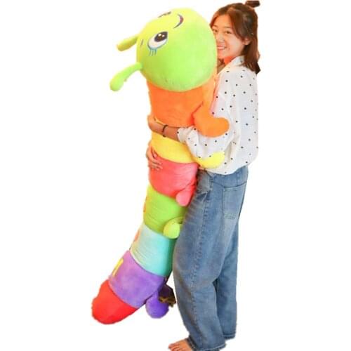 Fancytrader 150cm Big Plush Caterpillar Toy Soft 59'' Big Stuffed Carpenterworm Long Sleeping Pillow Doll 150cm 3 Colors 2 Sizes