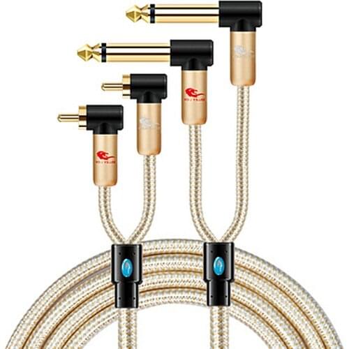 HiFi Dual 1/4 Inch TS Mono 6.35mm to 2 x RCA Male Audio Cable for Amplifier Mixer Speaker Home Theater System Shielded Cords