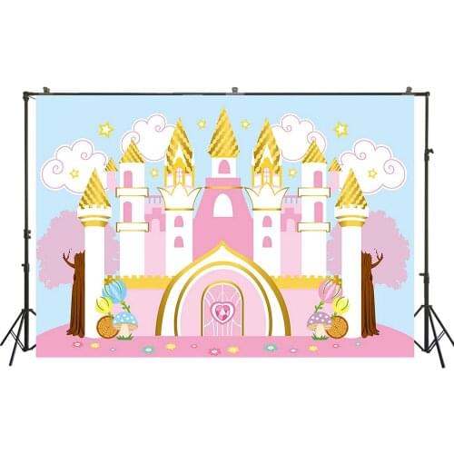 HUAYI Photo Background Newborns Baby Shower Birthday Photography Backdrops Cartoon Castle Custom Studio Photo Backdrop XT-7726