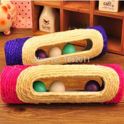 Pet Cat Kitten Kitty Toy Long Rolling Scratching Toys Ball Sisal Scratch Post Trapped Ball Training Tool Pet Animal Supplies