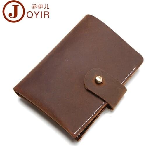 JOYIR Famous Brand High Quality Male Genuine Leather Money Clip Mini hook Credit Card ID Coin Holder Money Clip Wallet for Men