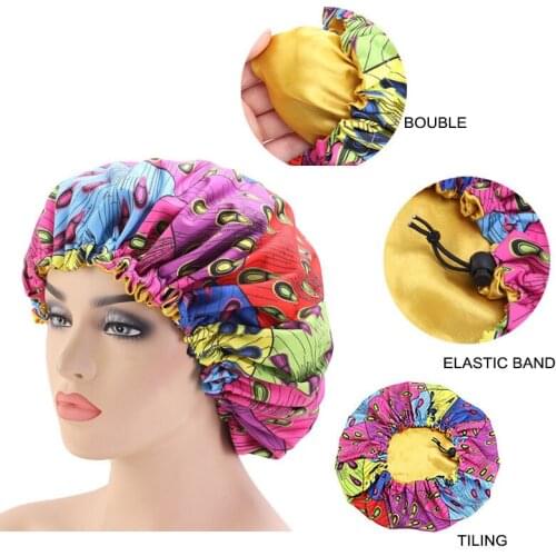 Hair Styling Caps Head Cover 33cm Adjust Print Large Sleep Fabric Hat Ladies Styling Tool Hair Styling Accessories Jewelry