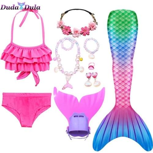 Girls Mermaid Tails Swimming Dresses Cosplay Costume Beach Clothes Little Children Mermaid Swimsuit for Kids Swimmable Costumes