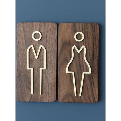 Brass Toliet Identification Creative Bathroom Logos Three-dimensional Toilet Door Mens and Womens Signs Prompt Signs