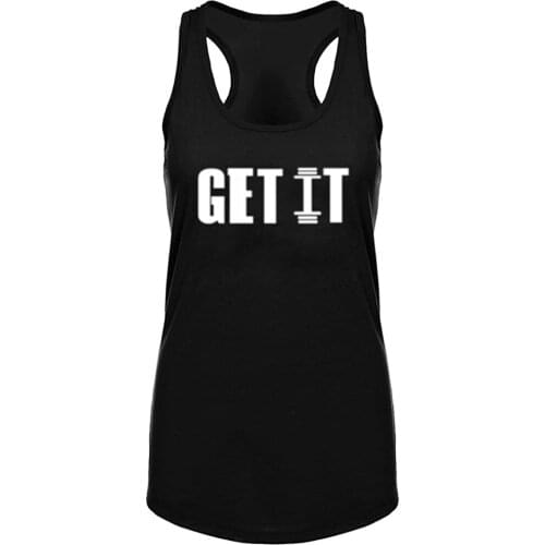 Lyprerazy Womens GET IT Workout Gym Racerback Tank Tops Summer Funny Letter Print Tank Top