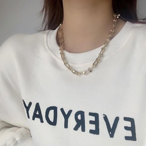 Hiphop Ins Metal Chains Chokers Necklaces for Women Punk Jewelry Vintage Rivet Statement Necklace Female Bijoux 2020
