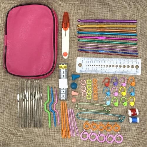 DONYAMY 83pcs/set Colorful Crochet Hooks Set Ergonomics Knitting Needles Aluminum Weave Craft Sewing Collection